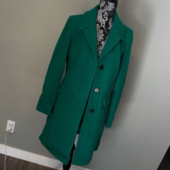 1 Madison the Coat Edit Wool-blend Reefer Coat-green-medium - Picture 2 of 4
